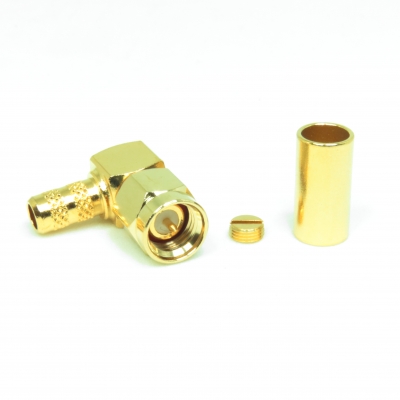 SMA Right Angle Crimp Plug for RG142 RG400